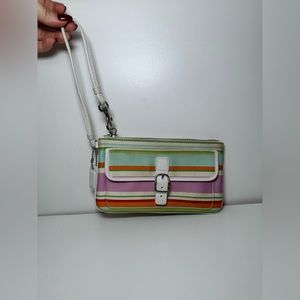Multicolored coach wristlet
